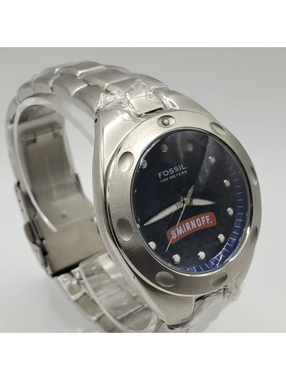 Fossil PR-5098 Smirnoff Watch With Tag 39mm Blue Dial New Battery